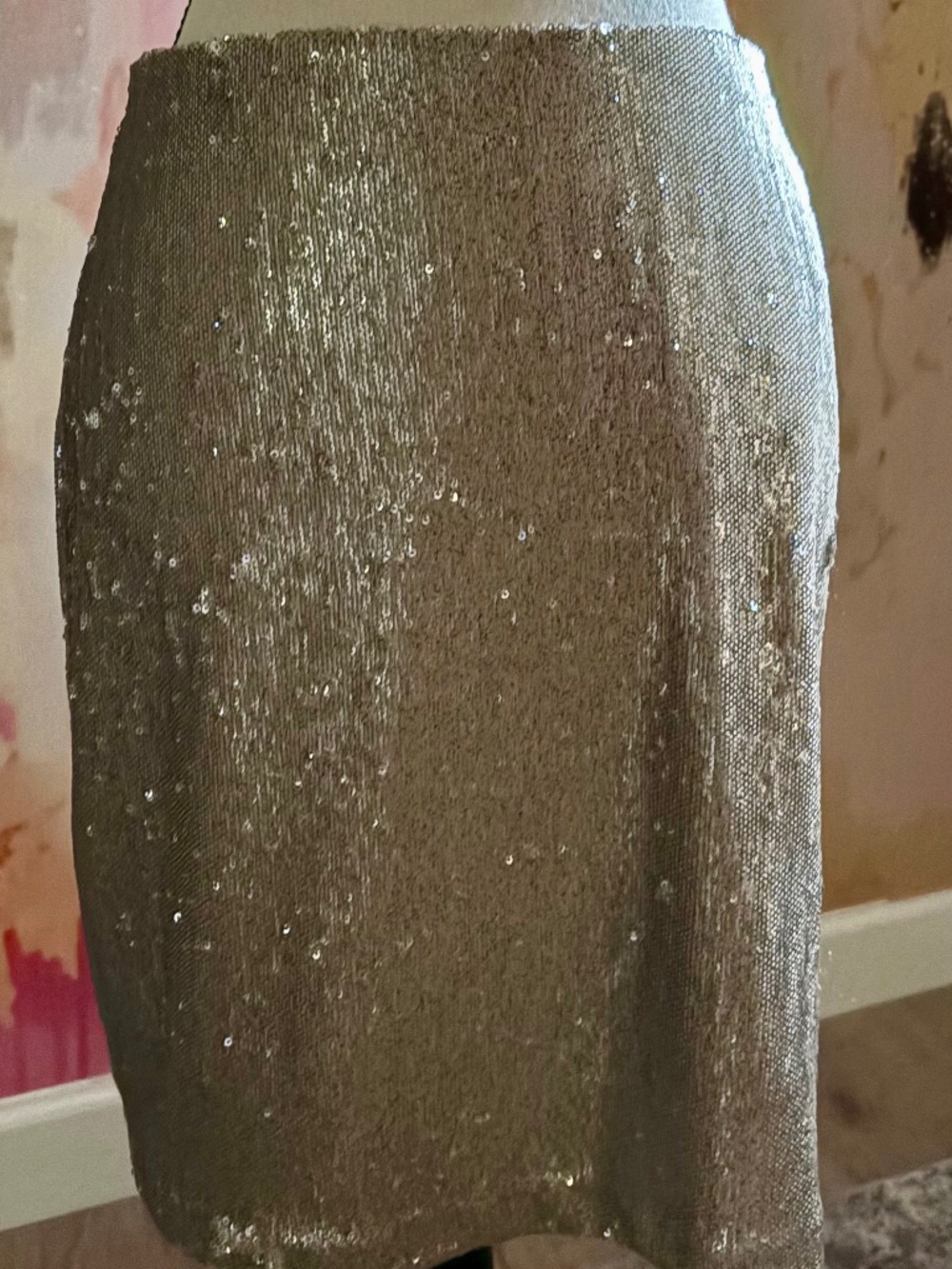 Sequin Pencil Taupe Skirt by White House Black Market Size 2